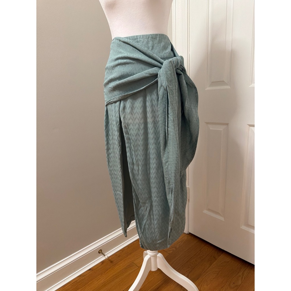 Atoir The Laguna Skirt Sage Green Jacquard Tie Front Midi Slit AT210022 US 2